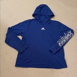adidas Blue tshirt style Hoodie with White Logo